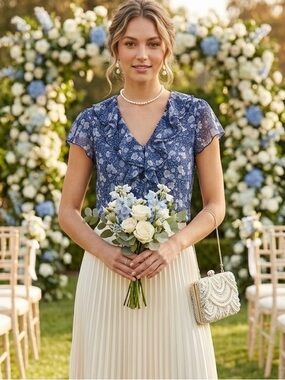 Oscar de la Renta Silk Ruffle Blouse Size 4 Romantic Designer Top